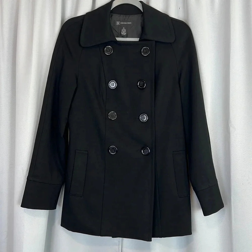 I.N.C International Concepts Black Button Pocket Jacket‎ Size Med